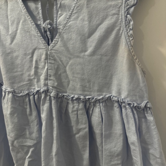 Zara TRF Light Blue Ruffle Sleeve Peplum Blouse Baby Doll, V-Neck, Size L - Picture 6 of 6